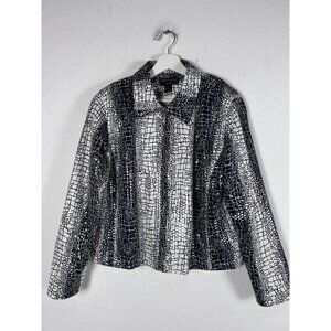 Jackets Galore by John Farah Womens Black White Snakeskin Evening Jacket Large